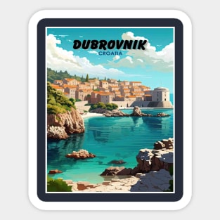 Dubrovnik Croatia Vintage Travel and Tourism Advertising Print Sticker